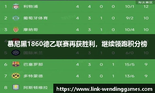 慕尼黑1860德乙联赛再获胜利，继续领跑积分榜